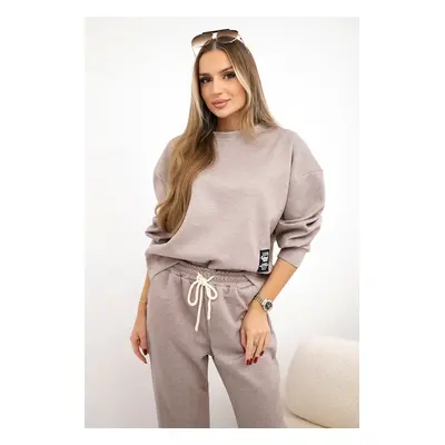 Kesi Włoski Viscose set sweatshirt + pants beige melange