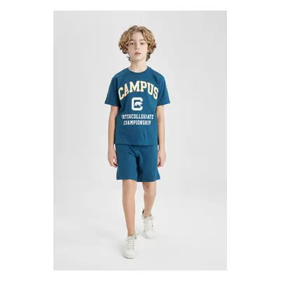 DEFACTO Boy's Printed Short Sleeve T-shirt Shorts 2-Piece Set