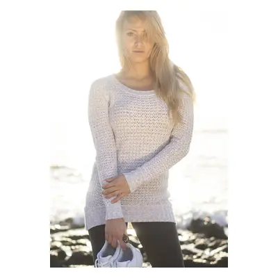 Women's Sweater with Long Wide Neckline UC - White