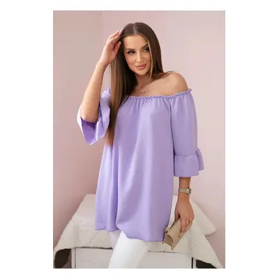 Spanish blouse with ruffles on the sleeve light purple