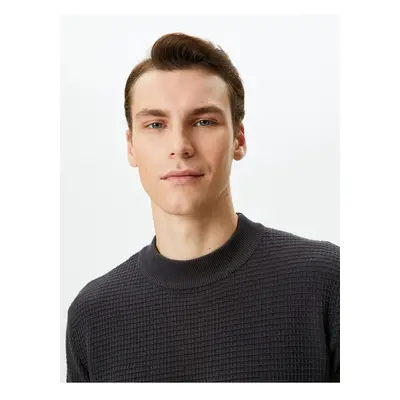 Koton Slim Fit Sweater Knitwear Basic Crew Neck Textured