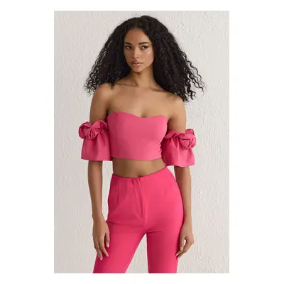 Trendyol Pink Rose Detailed Woven Bustier