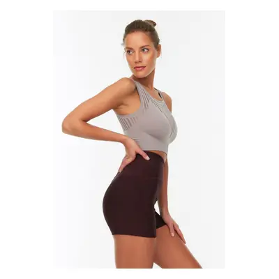 Trendyol Dark Plum Recovery Knitted Sports Shorts/Short Leggings