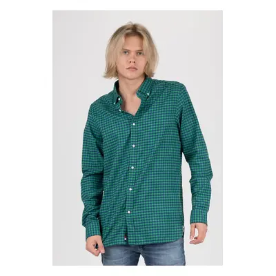 Tommy Hilfiger Shirt - SLIM GLOBAL STRIPE GINGHAM SHIRT emerald-blue