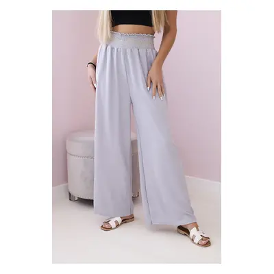 Włoski Trousers with a wide elastic waistband grey