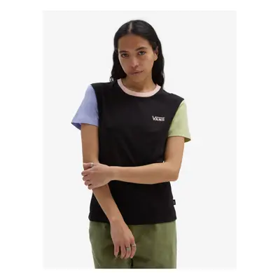 Black Women's T-Shirt VANS Colorblock Crew - Women