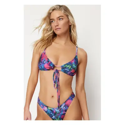 Trendyol Floral Pattern Bralette Cut Out/Windowed Bikini Top