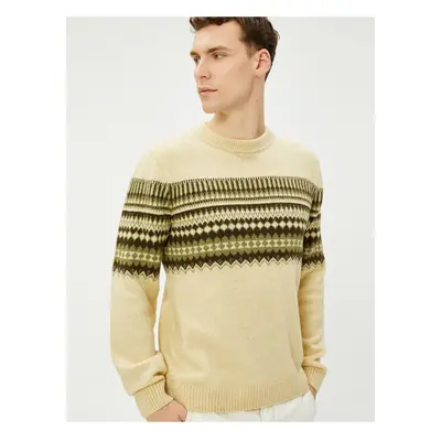 Koton Crew Neck Sweater Acrylic Blend Ethnic Patterned