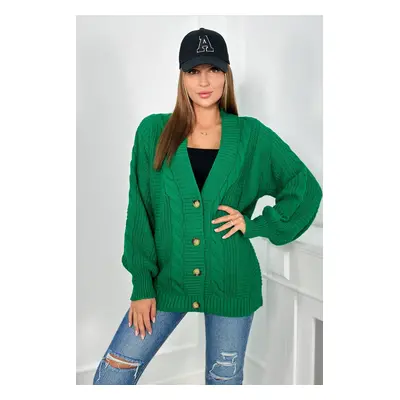 Buttoned sweater with puff sleeves green