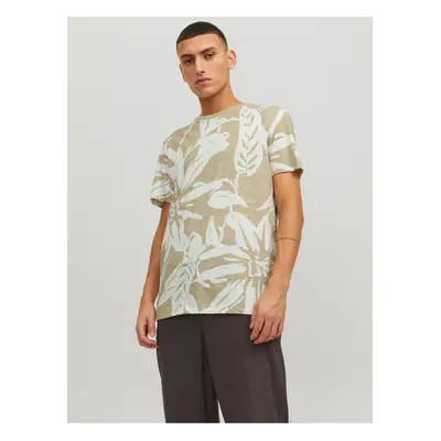 Beige men's patterned T-shirt Jack & Jones Tropic - Men's