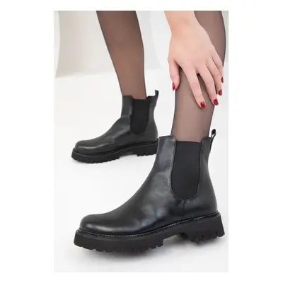 Soho Black Genuine Leather Women's Boots & Bootie