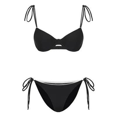 Trendyol Black Balconette Colour Block Bikini Set