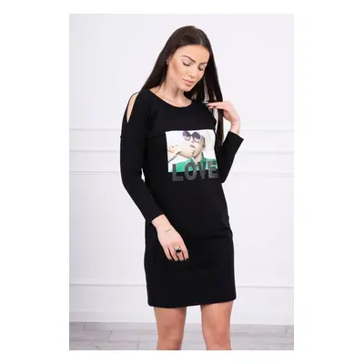 Dress with love print black