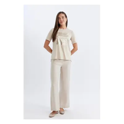 DEFACTO Wide Leg Trousers Wide Leg Basic Plain Buttoned Pocket