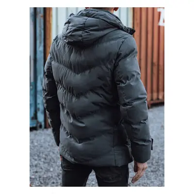 Men's winter quilted jacket dark gray Dstreet