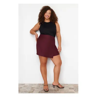 Trendyol Curve Burgundy Shorts Skirt Woven Plus Size Skirt