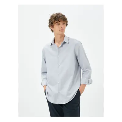 Koton Basic Shirt Classic Collar Minimal Patterned Buttoned Non Iron