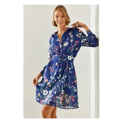 Bianco Lucci Women's Floral Print Shirt Dress