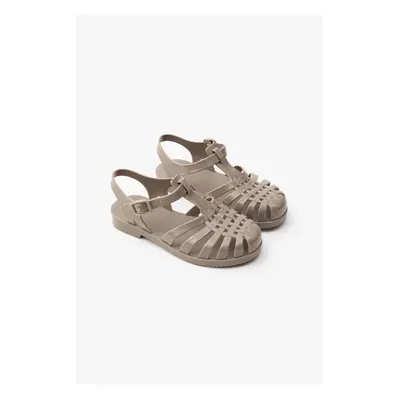 NİŞANTAŞI SHOES Anderline Jr. Dark Beige Matte Belt Detail Children's Sandals