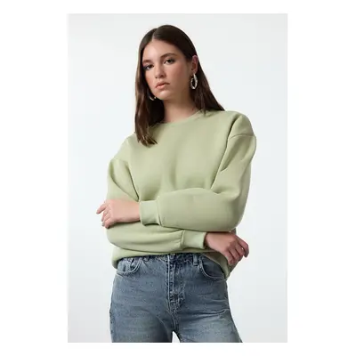 Trendyol Lilac Thick Fleece Inside Regular/Normal Fit Crew Neck Basic Knitted Sweatshirt