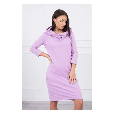 Dress with hood and pockets in purple color