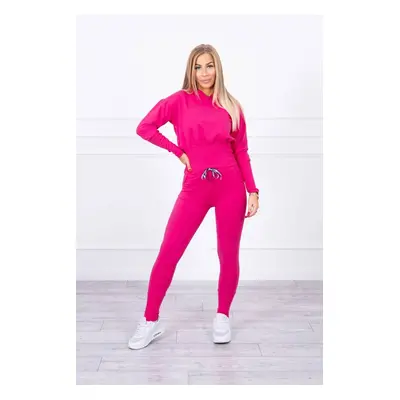 Women's set with wide cuffs, blouse + trousers - fuchsia