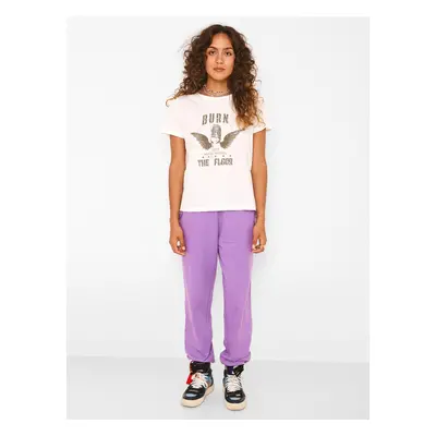 White T-shirt with print Noisy May Nate - Women