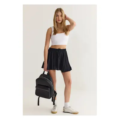 Trendyol Black Relaxed Cut Soft Mini Woven Shorts Skirt