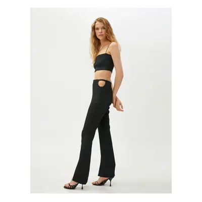 Koton Flare Trousers Window Detail Slit