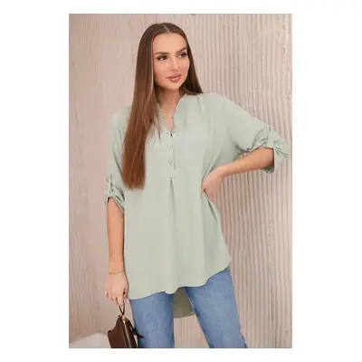 Blouse with a longer back dark mint