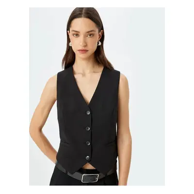 Koton V Neck Buttoned Blazer Vest