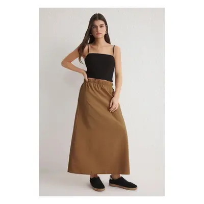 Trendyol Light Brown Modal Midi Length Flared Skirt