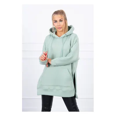 Insulated sweatshirt with slits on the sides dark mint