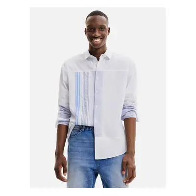 Light blue men's striped shirt Desigual Bernard - Men