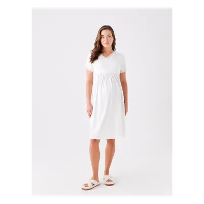 LC Waikiki V-Neck Straight Short Sleeve Maternity Nightgown