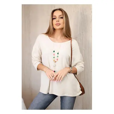 Kesi Włoski Blouse with necklace beige