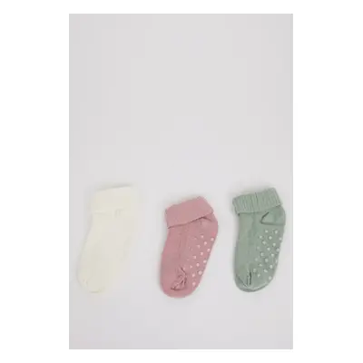 DEFACTO Baby Girl Non-Slip Sole 3-Pack Cotton Long Socks