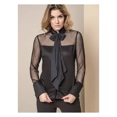 MISS CITY SHIRT WITH TULLE SLEEVES BLACK