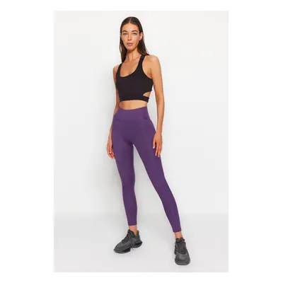 Trendyol Dark Purple Wide Decist Elastic Extra Recovery Full Length kötött sportharisnya