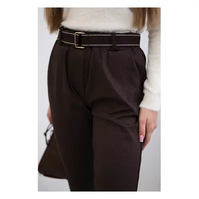 Włoski Viscose trousers with a fine pattern brown