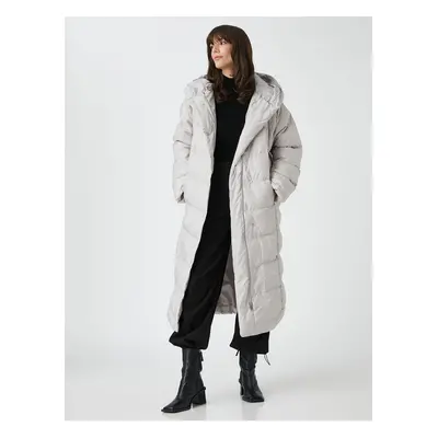 Koton Long Puffer Coat kapucnis patentos rögzítő