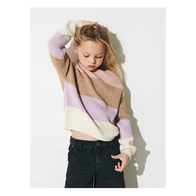 Brown-pink girly patterned sweater ONLY Sandy - Girls