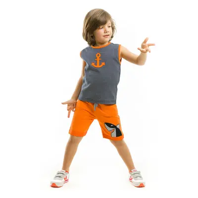 Denokids Orange Anchor Boys T-shirt Shorts Set