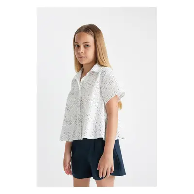 DEFACTO Girl's Relax Fit Cotton Short Sleeve Shirt