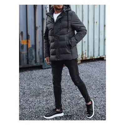 Men's winter quilted jacket with hood dark gray Dstreet