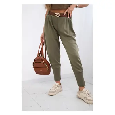 Kesi Włoski Pants with belt and pockets buttery-fabric light khaki