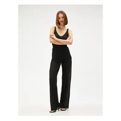 Koton Women's Normal Waist Standard Black Trousers 3sak40002ek