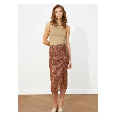 Brown patterned skirt with pleats Trendyol - Women