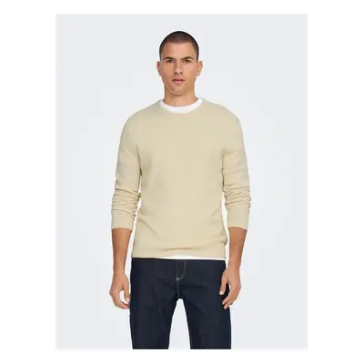 Cream men's basic sweater ONLY & SONS Panter - Men's