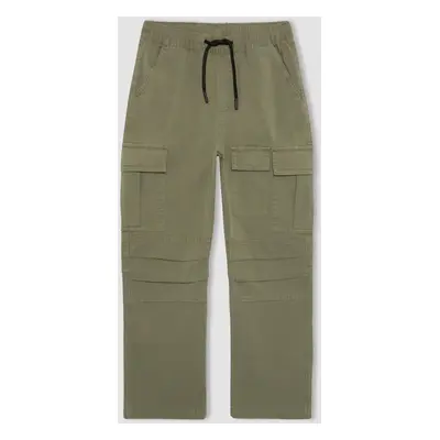 DEFACTO Boy's Cargo Pocket Straight Leg Gabardine Trousers